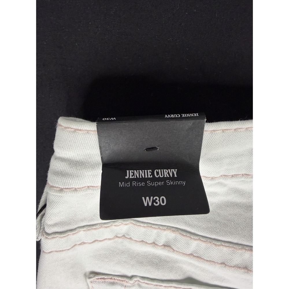 True Religion Jennie Curvy Mid Rise Super Skinny Jeans White Pink Stitch 30 - Picture 9 of 12